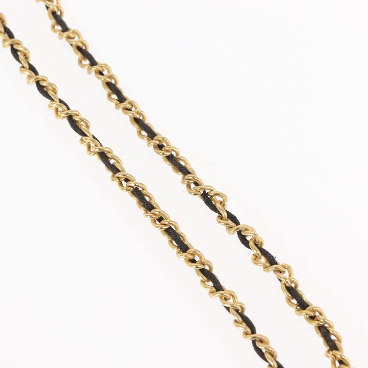 CHANEL Eau de Parfum Necklace metal Gold Black CC Auth bs27543