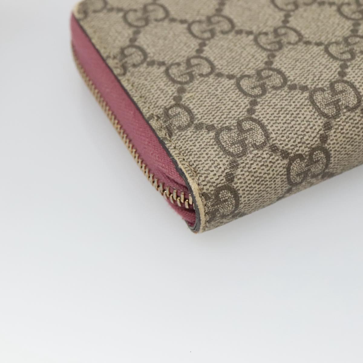GUCCI GG Supreme Long Wallet PVC Beige Gold 307982 Auth bs27544