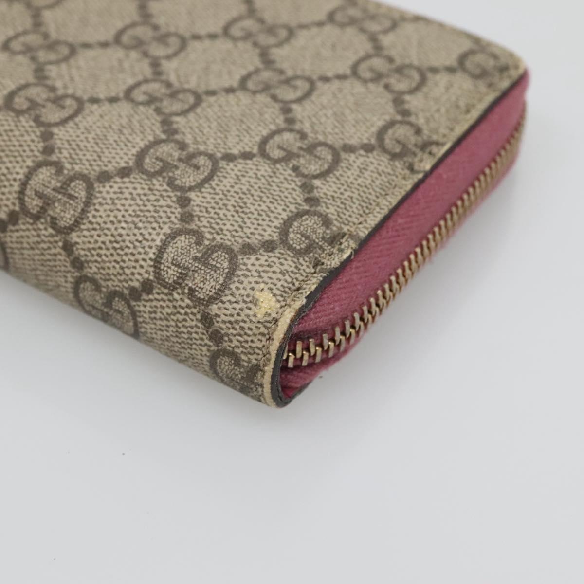 GUCCI GG Supreme Long Wallet PVC Beige Gold 307982 Auth bs27544