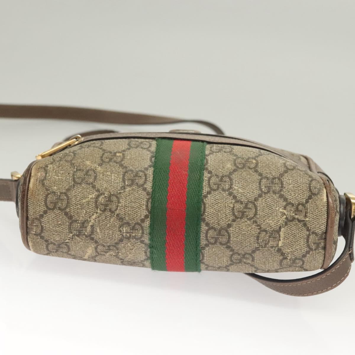 GUCCI GG Supreme Web Sherry Line Shoulder Bag PVC Beige Gold 517350 Auth bs27547