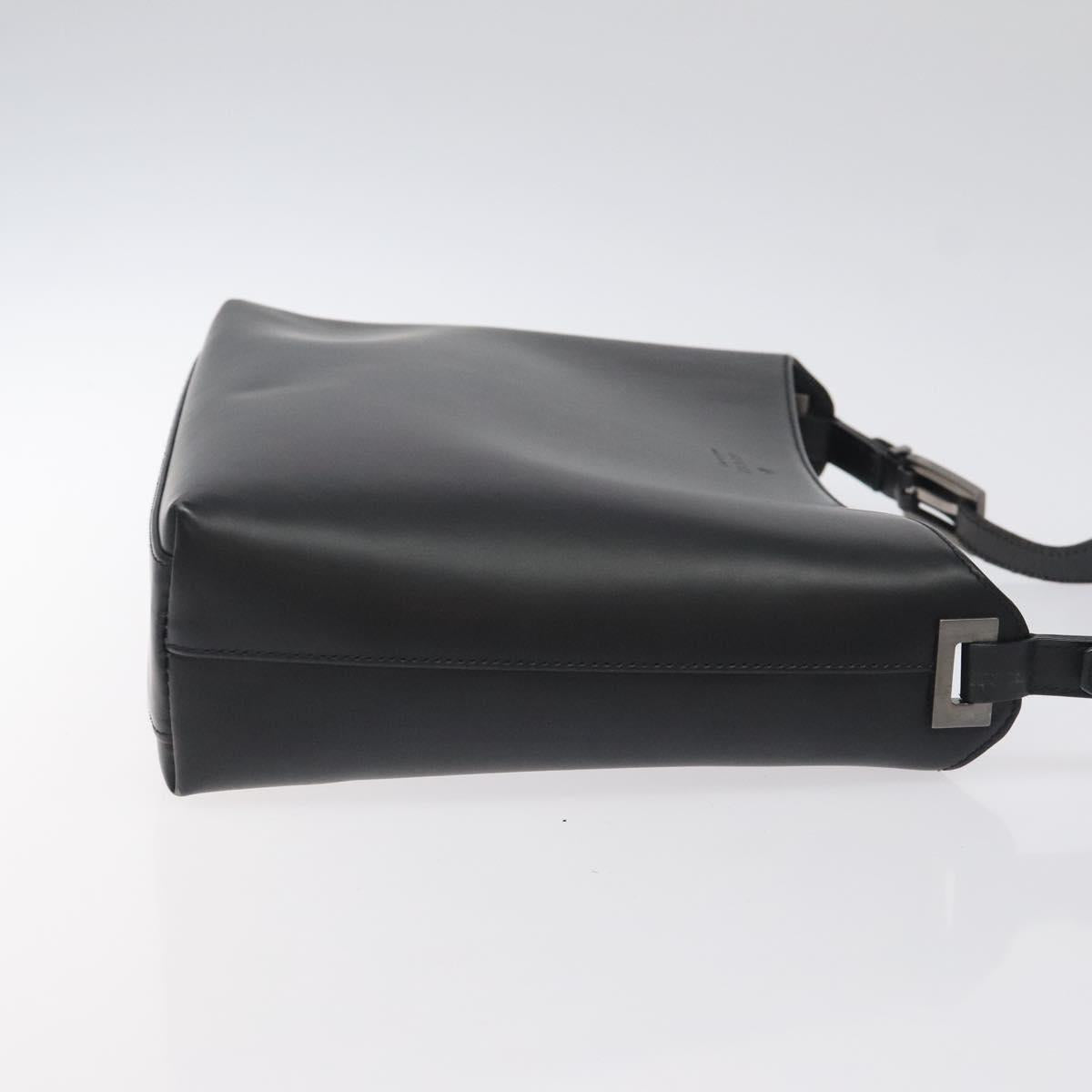 GUCCI Shoulder Bag Leather Black Silver Auth bs27555