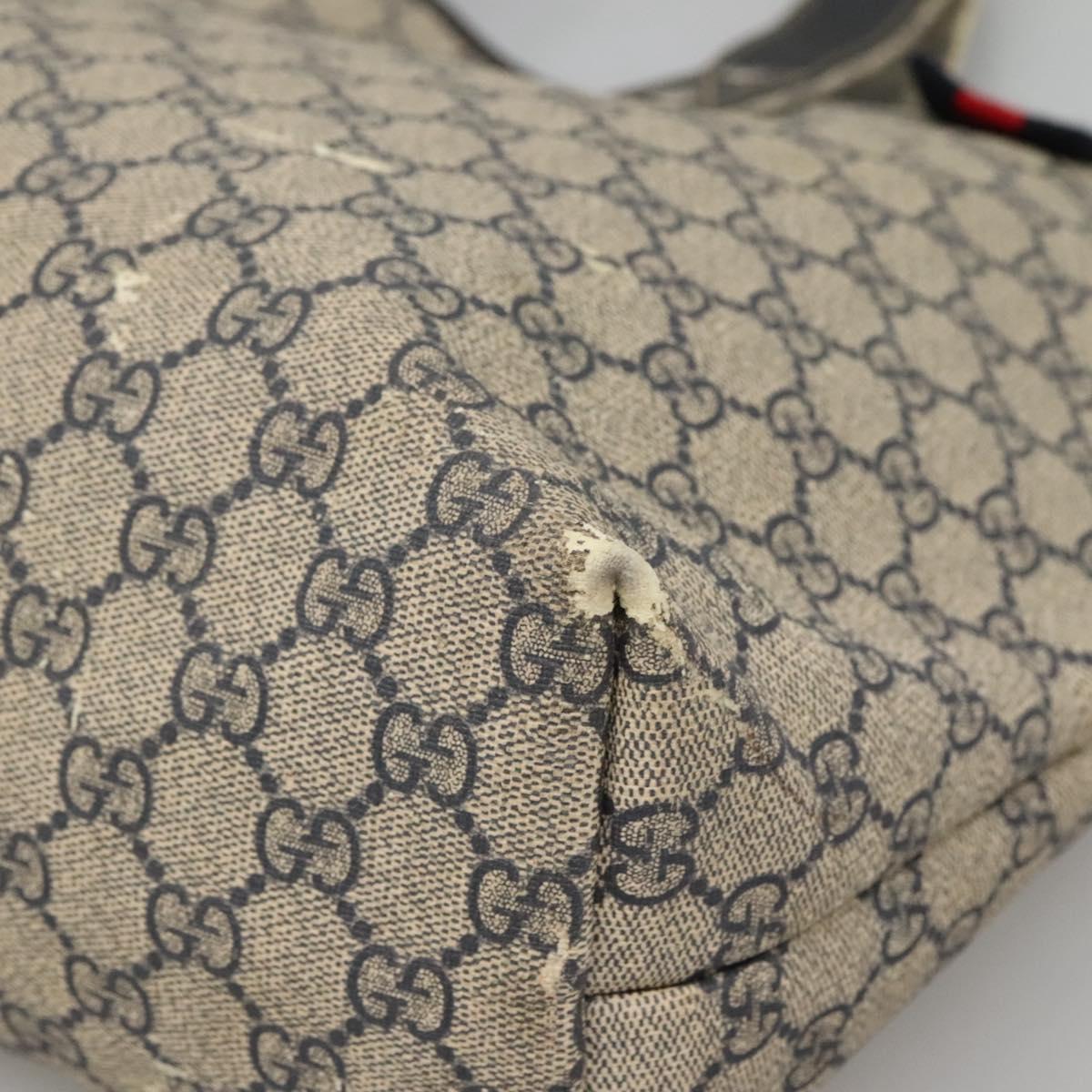 GUCCI GG Supreme Sherry Line Tote Bag PVC Navy Silver 211134 Auth bs27569