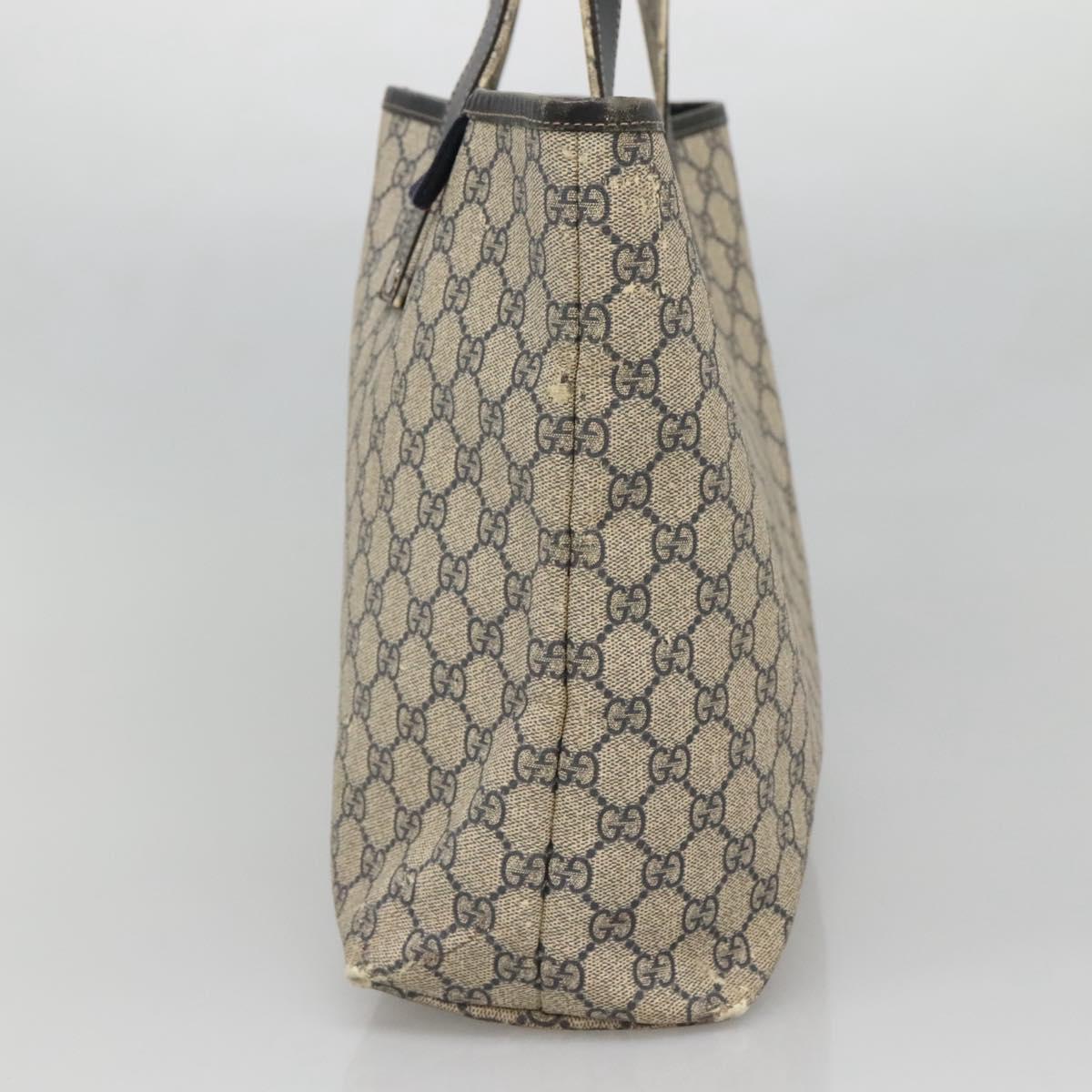 GUCCI GG Supreme Sherry Line Tote Bag PVC Navy Silver 211134 Auth bs27569