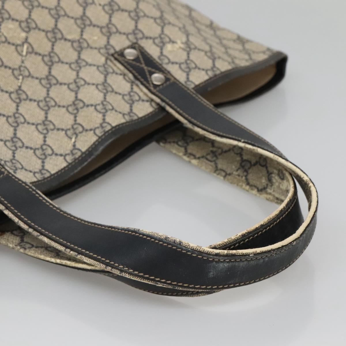 GUCCI GG Supreme Sherry Line Tote Bag PVC Navy Silver 211134 Auth bs27569