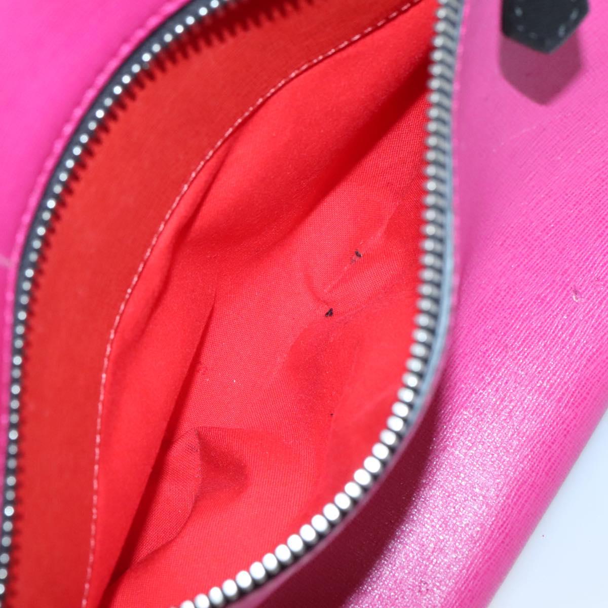 FENDI Monster Tote Bag Leather Pink Silver Auth bs27589
