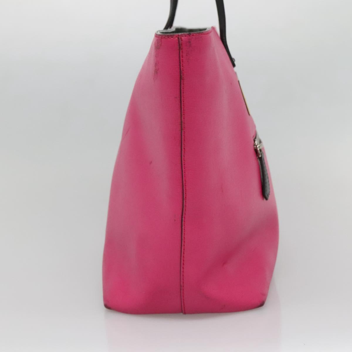 FENDI Monster Tote Bag Leather Pink Silver Auth bs27589