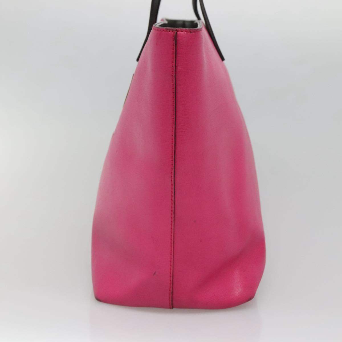 FENDI Monster Tote Bag Leather Pink Silver Auth bs27589