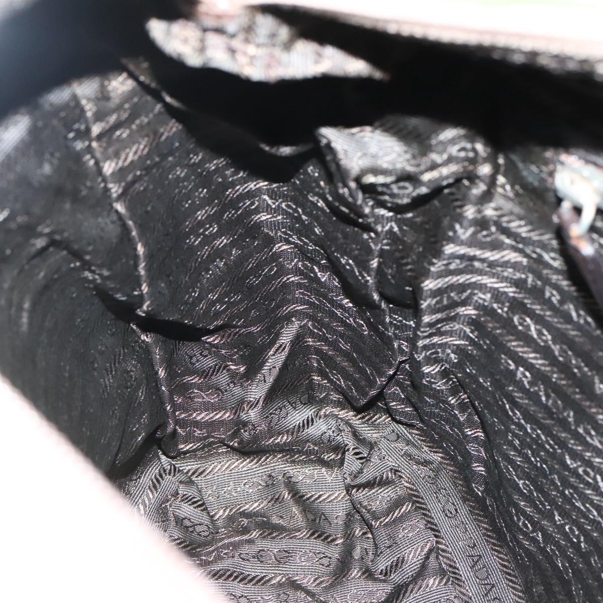 PRADA Shoulder Bag Nylon Khaki Silver Auth bs27601