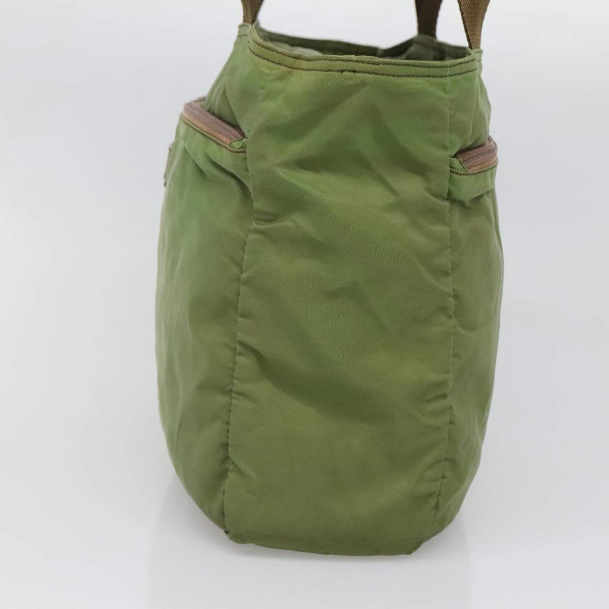 PRADA Shoulder Bag Nylon Khaki Silver Auth bs27601
