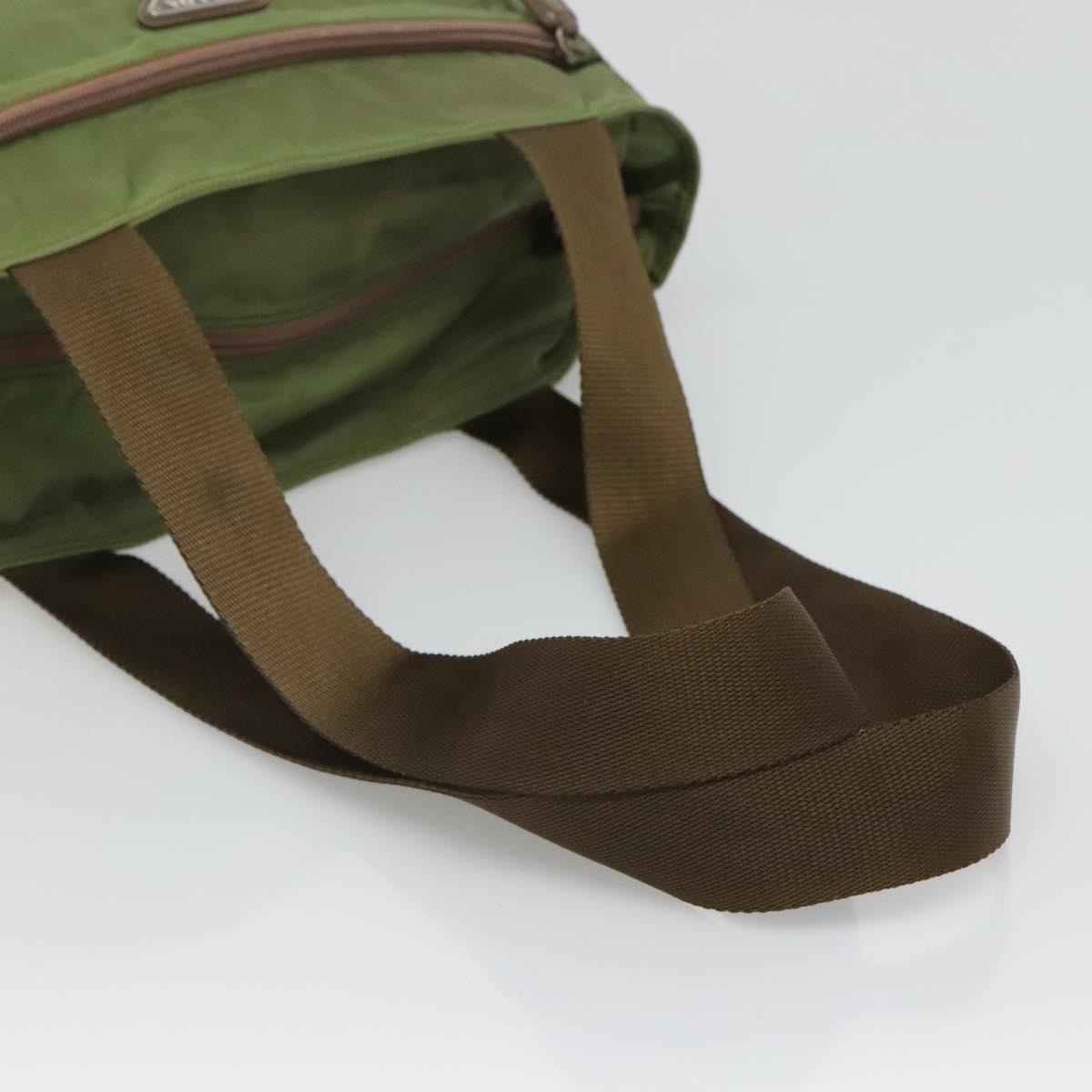 PRADA Shoulder Bag Nylon Khaki Silver Auth bs27601