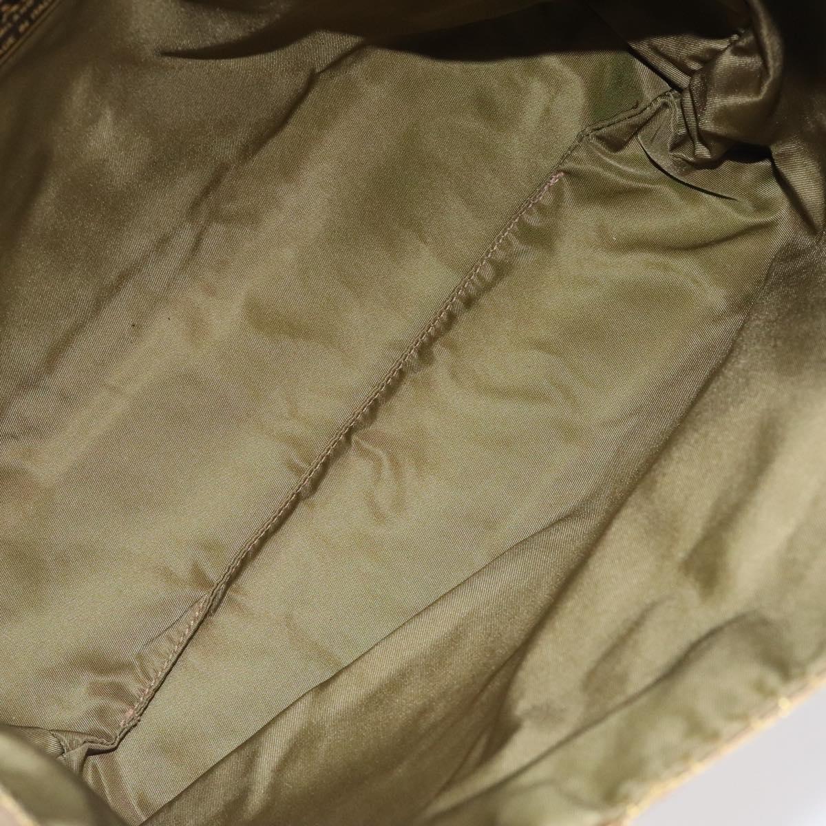 PRADA Hand Bag Satin Beige Gold Auth bs27603