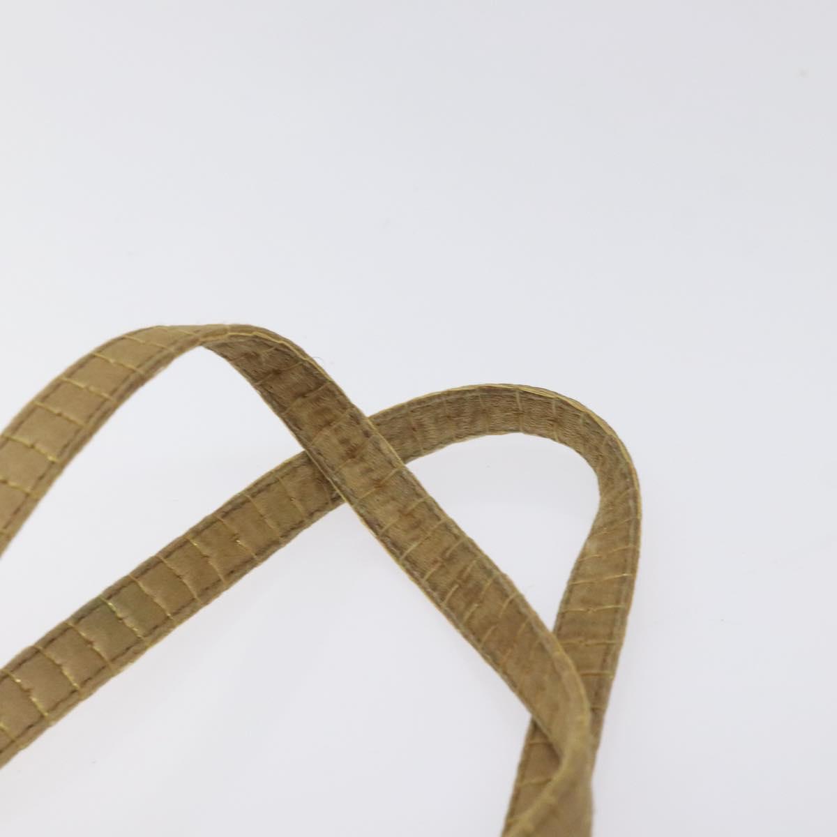 PRADA Hand Bag Satin Beige Gold Auth bs27603