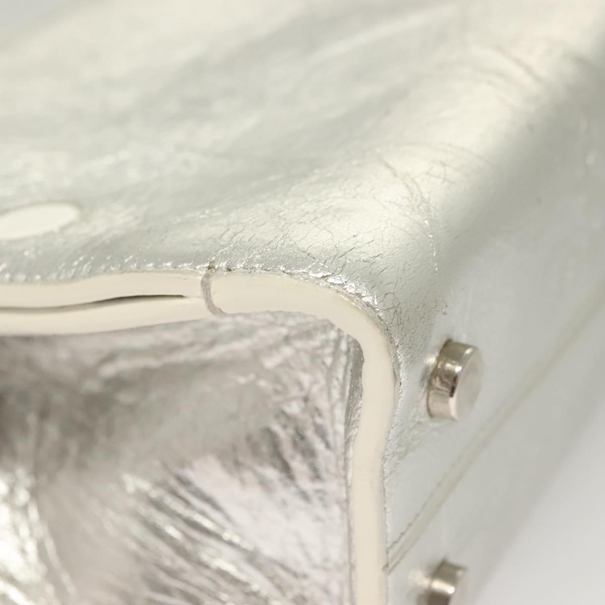 Christian Dior Ever Mini Hand Bag Leather 2way Silver Auth bs27633