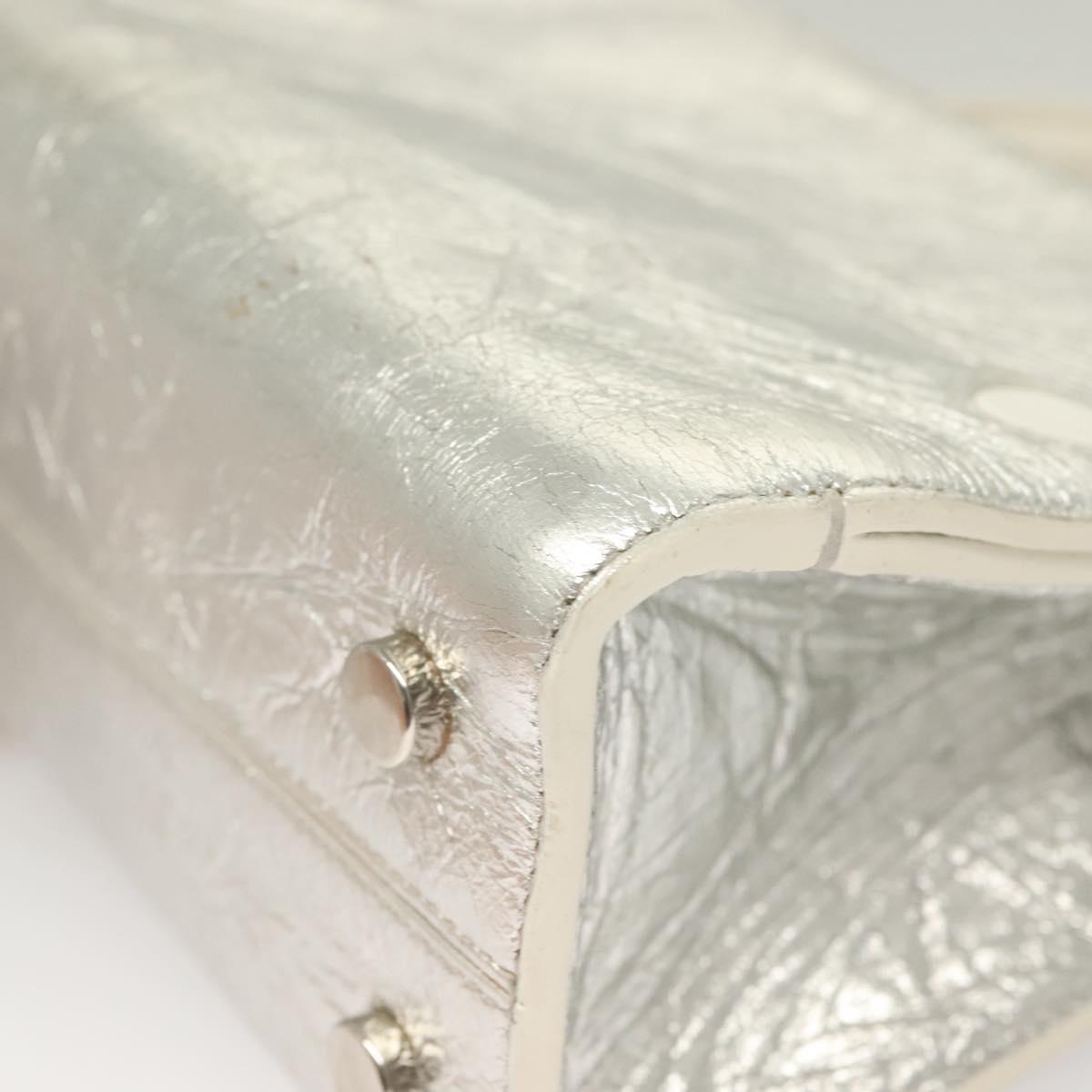 Christian Dior Ever Mini Hand Bag Leather 2way Silver Auth bs27633