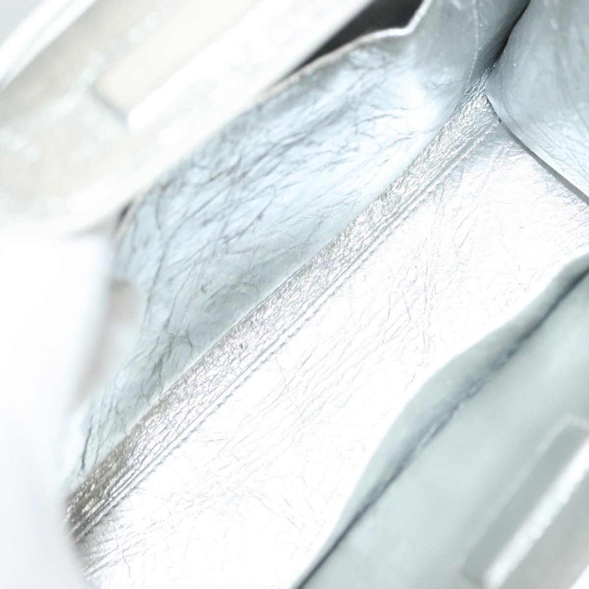 Christian Dior Ever Mini Hand Bag Leather 2way Silver Auth bs27633