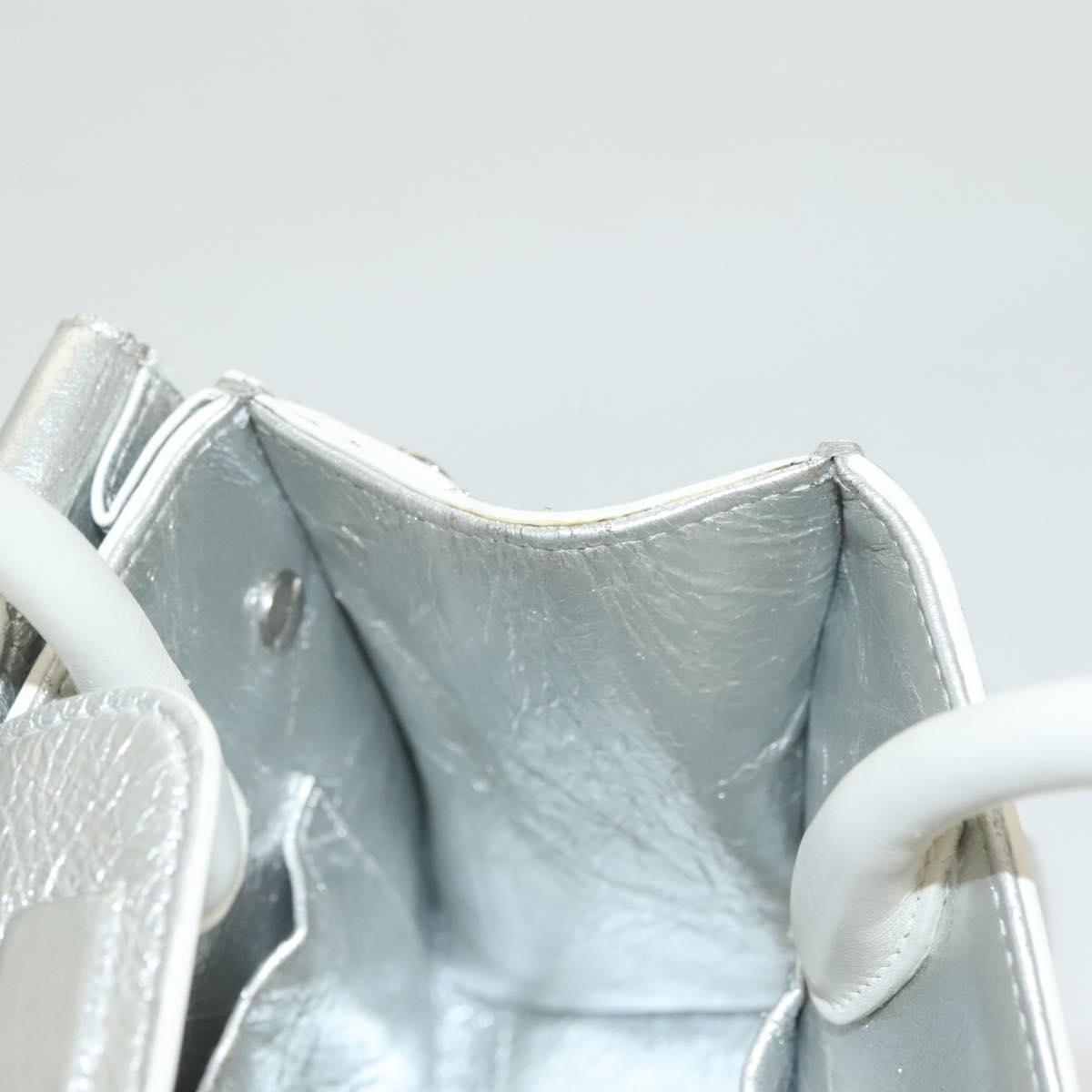 Christian Dior Ever Mini Hand Bag Leather 2way Silver Auth bs27633