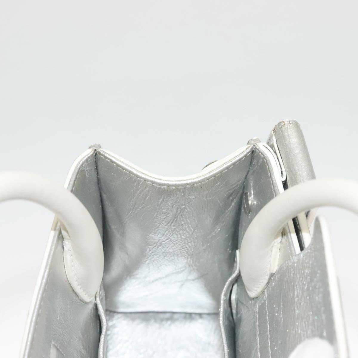 Christian Dior Ever Mini Hand Bag Leather 2way Silver Auth bs27633