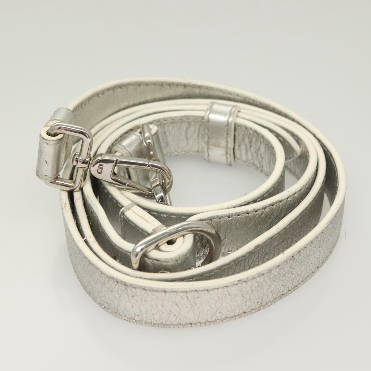 Christian Dior Ever Mini Hand Bag Leather 2way Silver Auth bs27633