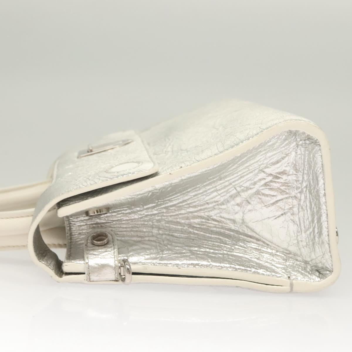 Christian Dior Ever Mini Hand Bag Leather 2way Silver Auth bs27633