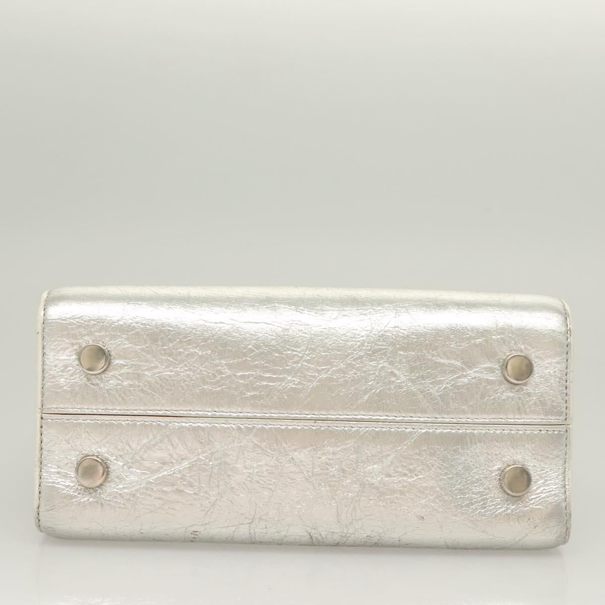 Christian Dior Ever Mini Hand Bag Leather 2way Silver Auth bs27633