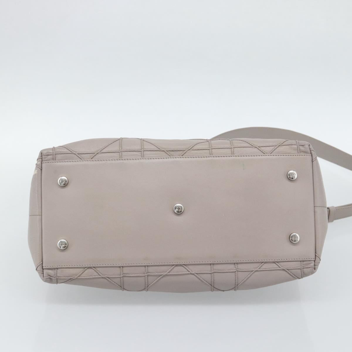 Christian Dior Canage Granville Hand Bag Leather 2way Gray Silver Auth bs27634