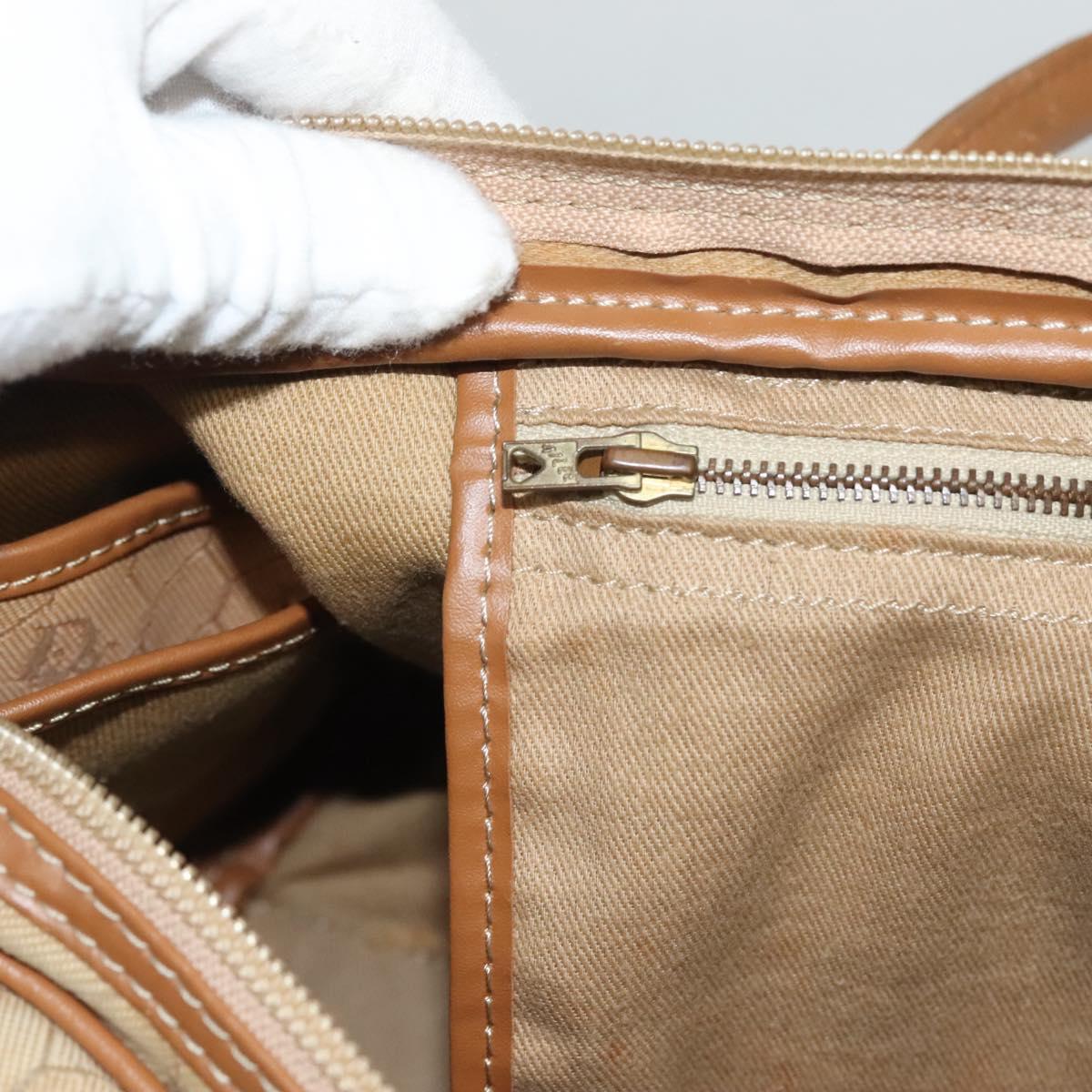 Christian Dior Honeycomb Canvas Boston Bag Beige Auth bs27637