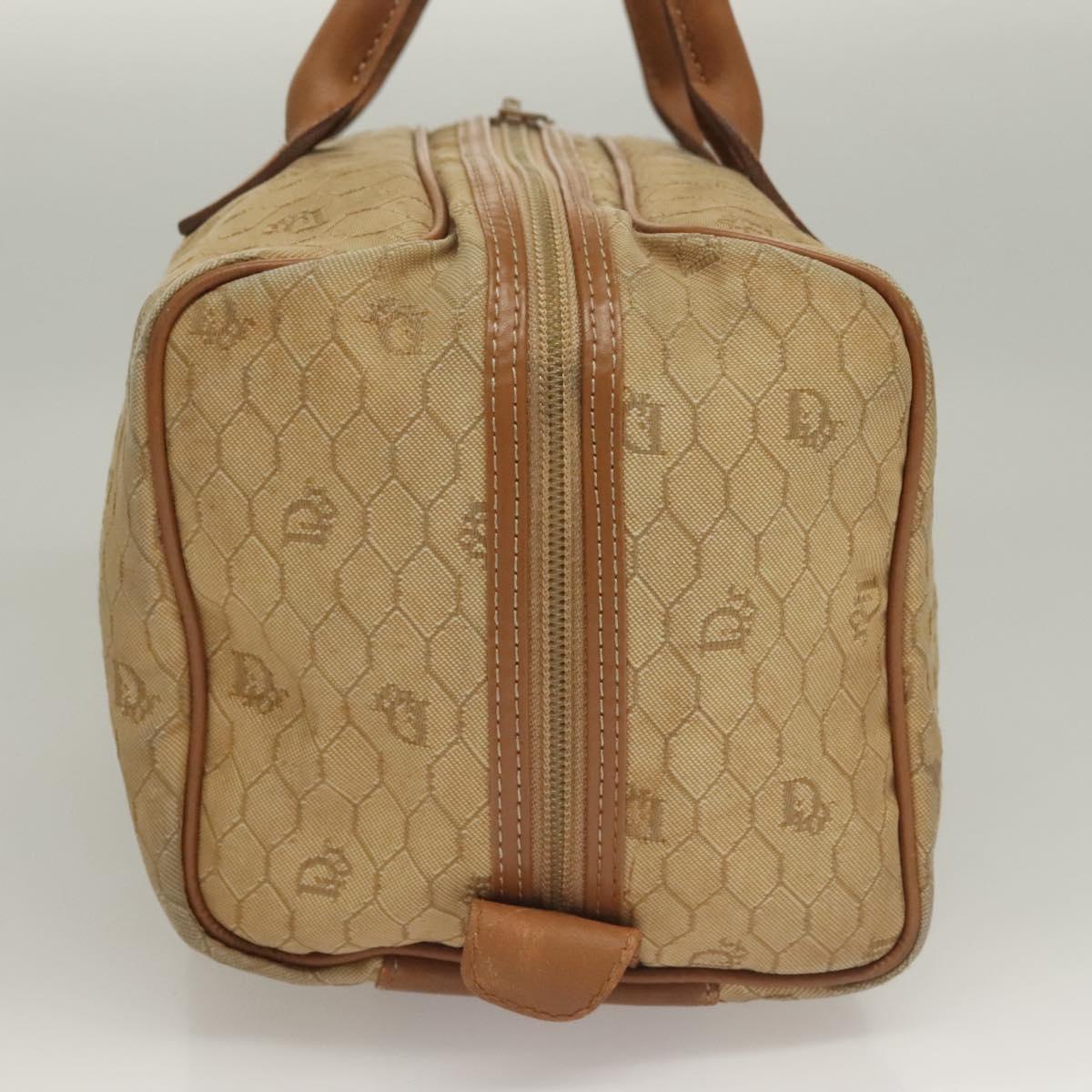 Christian Dior Honeycomb Canvas Boston Bag Beige Auth bs27637