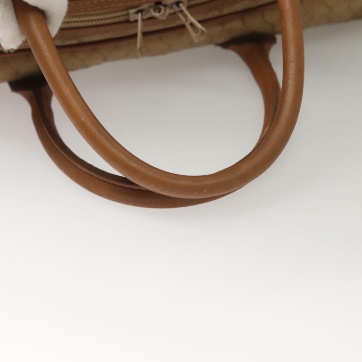 Christian Dior Honeycomb Canvas Boston Bag Beige Auth bs27637