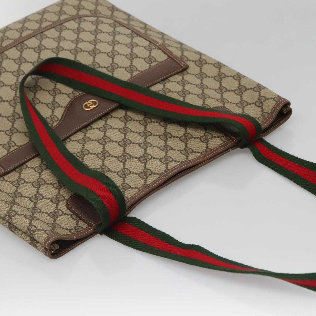GUCCI GG Supreme Web Sherry Line Tote Bag PVC Beige 002 123 6487 Auth bs27643