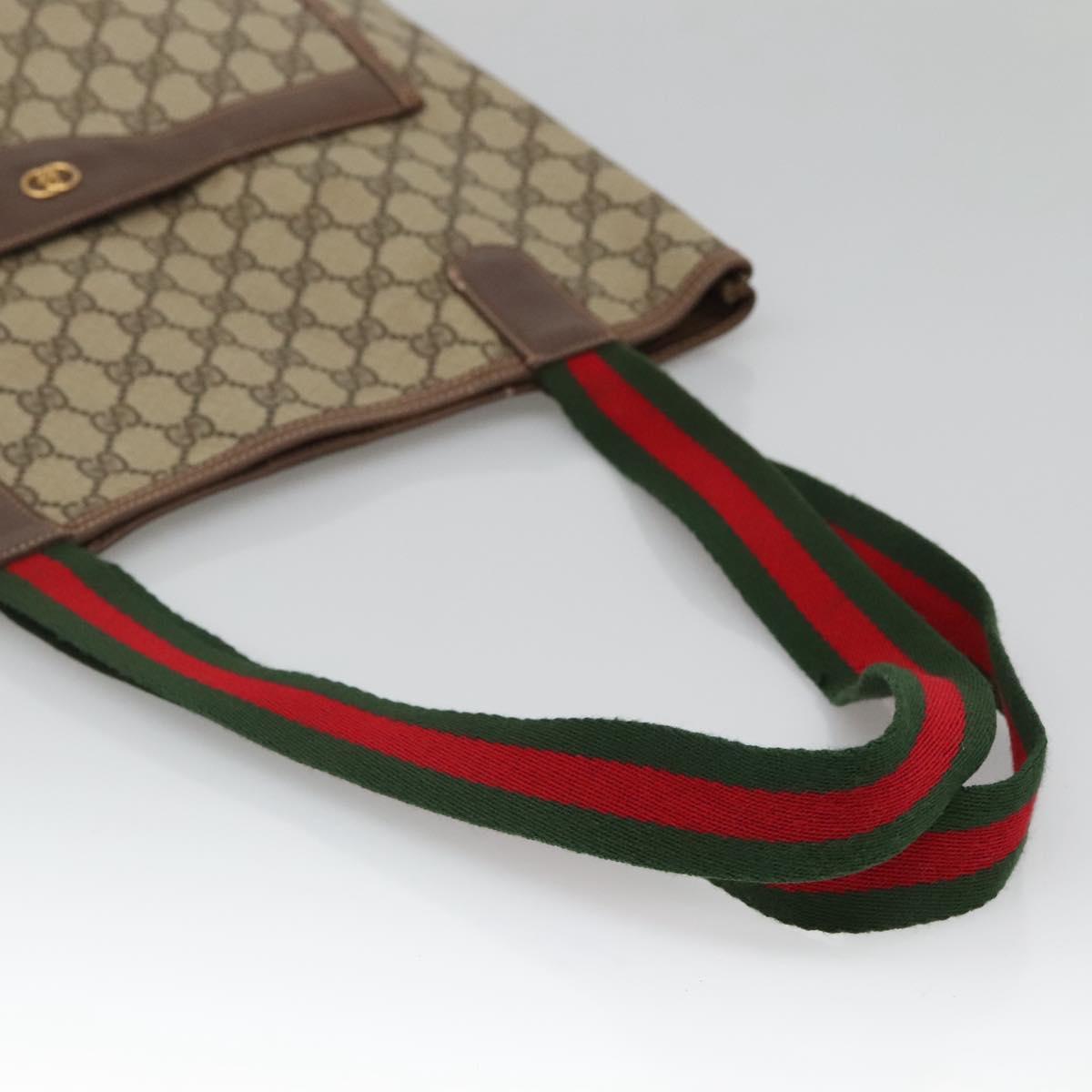 GUCCI GG Supreme Web Sherry Line Tote Bag PVC Beige 002 123 6487 Auth bs27643