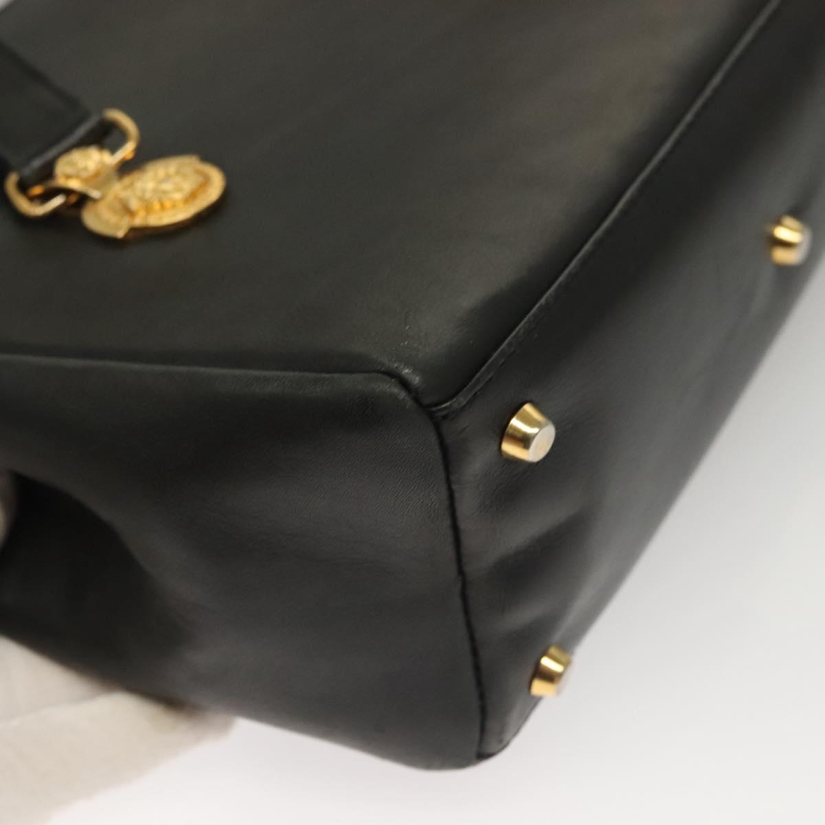 Gianni Versace Shoulder Bag Leather Gold Black Auth bs27657