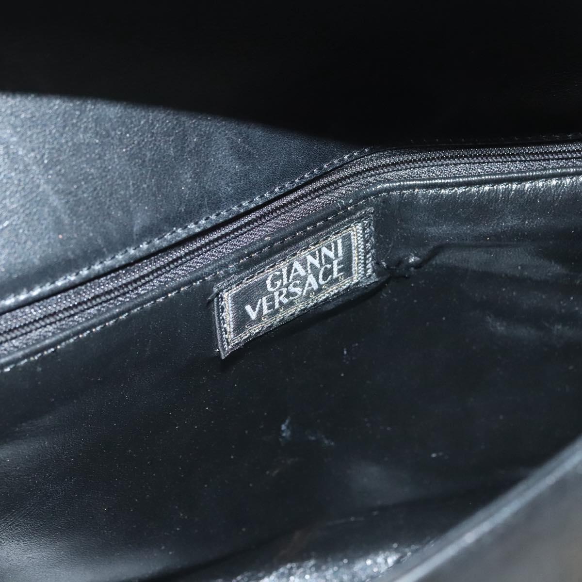 Gianni Versace Shoulder Bag Leather Gold Black Auth bs27657