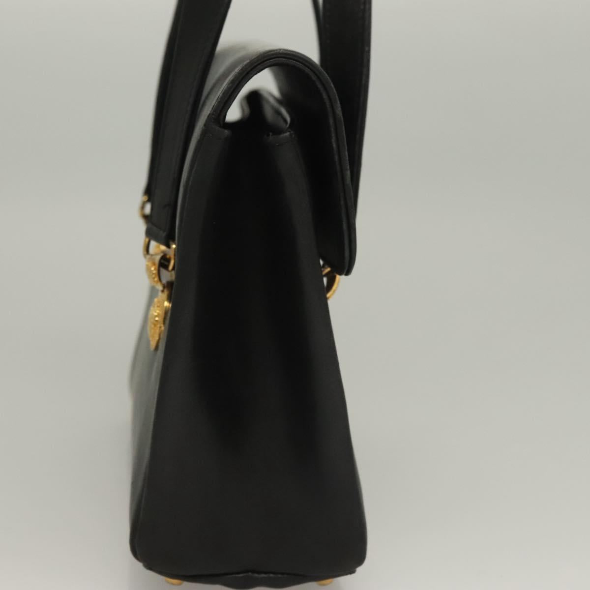 Gianni Versace Shoulder Bag Leather Gold Black Auth bs27657