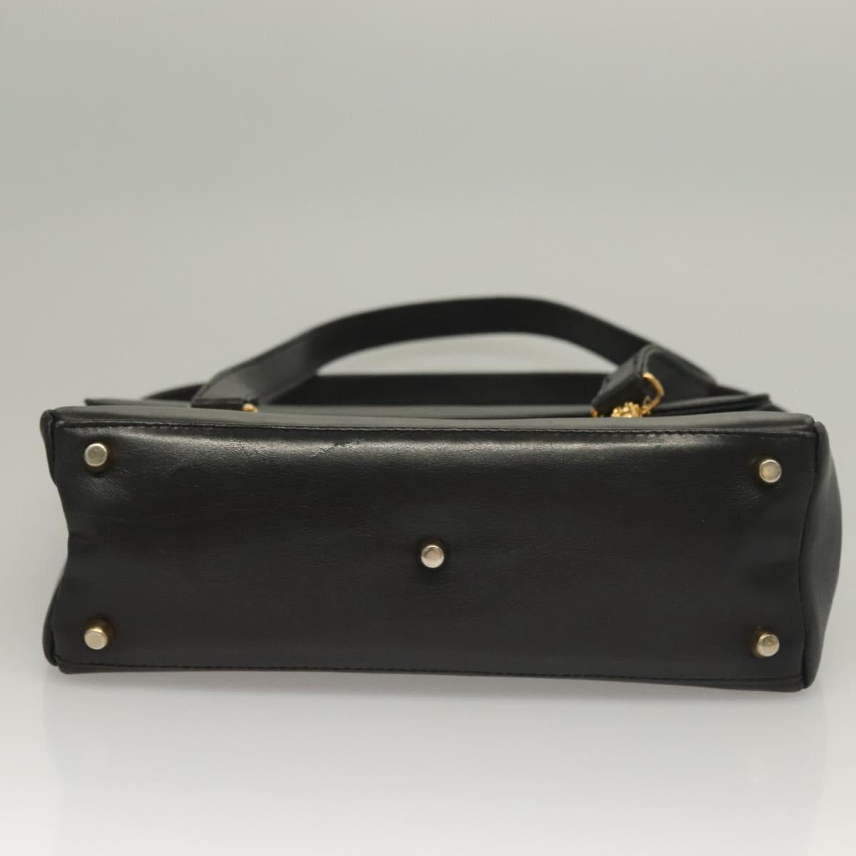 Gianni Versace Shoulder Bag Leather Gold Black Auth bs27657