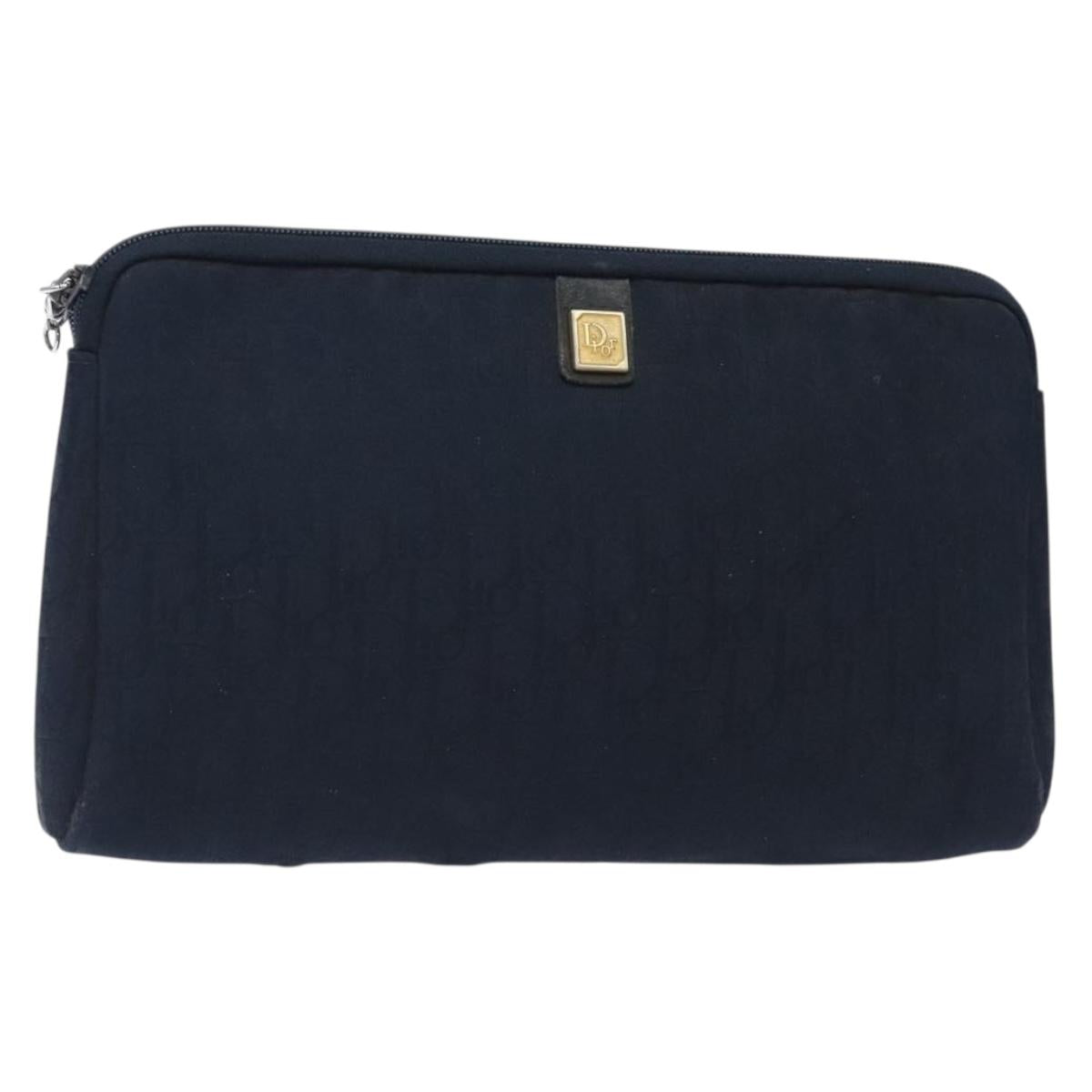 Christian Dior Trotter Canvas Clutch Bag Navy Auth bs27678