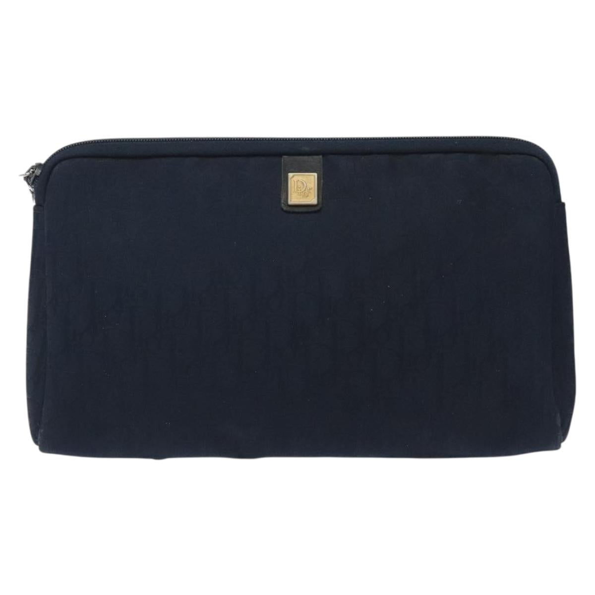 Christian Dior Trotter Canvas Clutch Bag Navy Auth bs27678