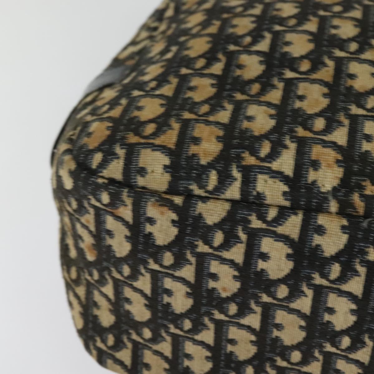 Christian Dior Trotter Canvas Hand Bag Navy Gold Auth bs27680