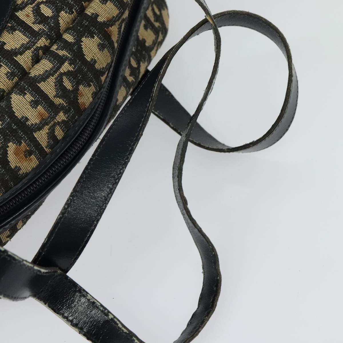 Christian Dior Trotter Canvas Hand Bag Navy Gold Auth bs27680