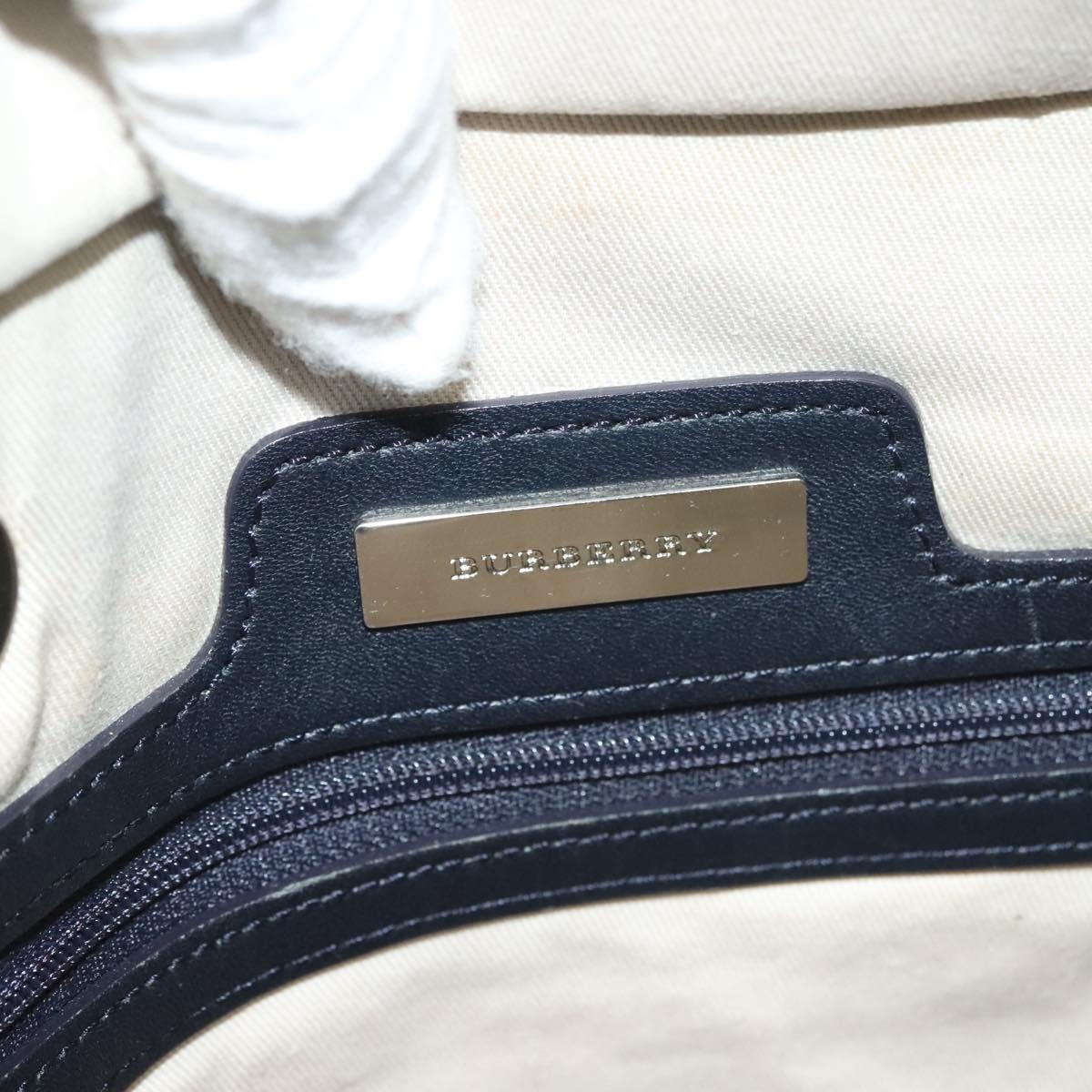 BURBERRY Tote Bag Canvas Beige Silver Auth bs27693