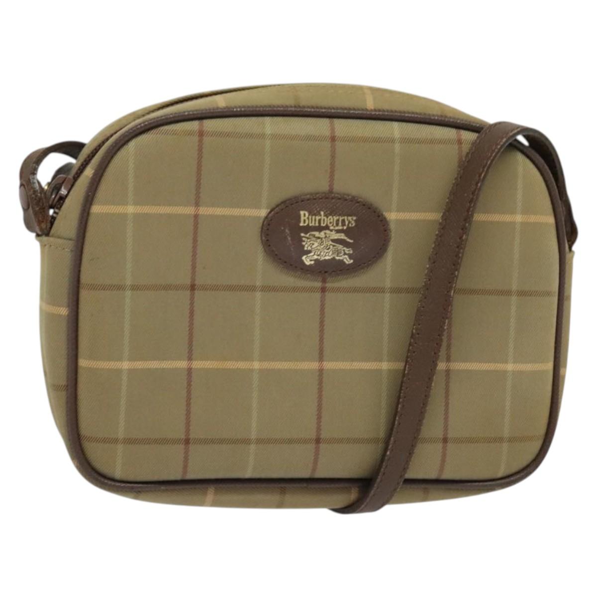 Burberrys Nova Check Shoulder Bag Canvas Beige Auth bs27696