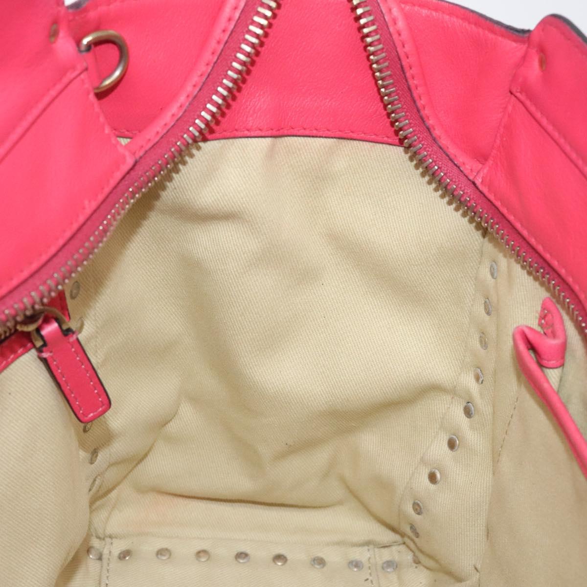 VALENTINO Valentino Rockstuds Hand Bag Leather Pink Gold Auth bs27703