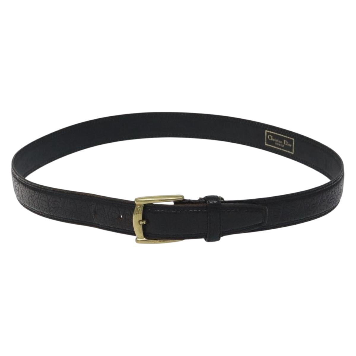 Christian Dior Belt Leather Black Gold Auth bs27707