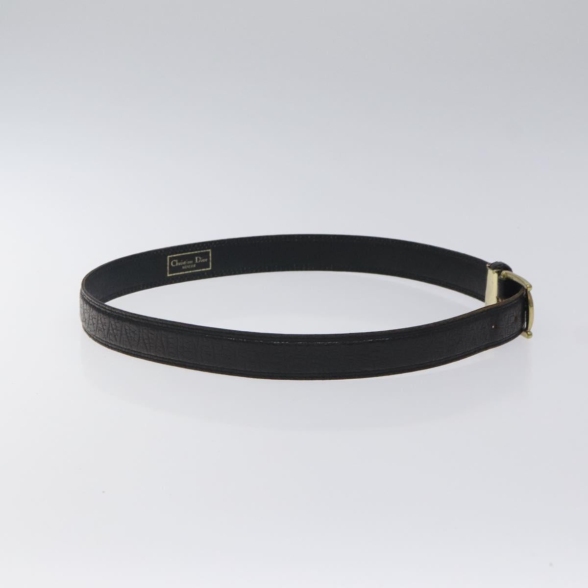 Christian Dior Belt Leather Black Gold Auth bs27707