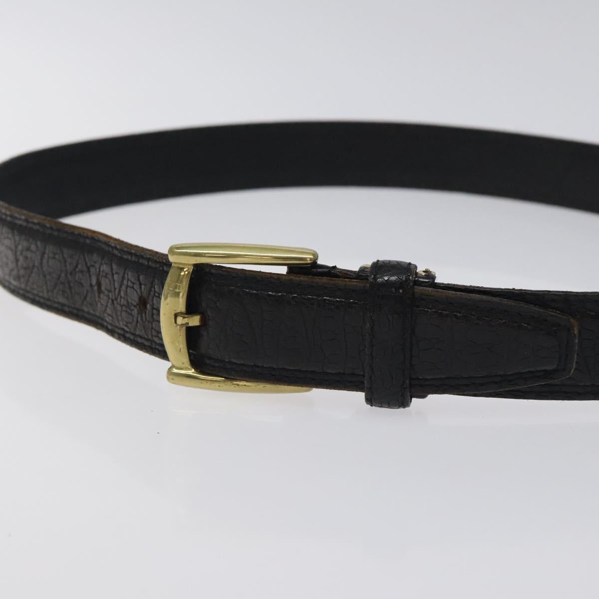 Christian Dior Belt Leather Black Gold Auth bs27707