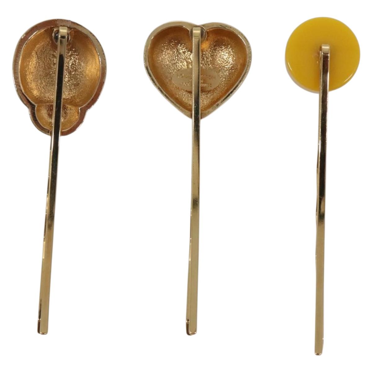 LOUIS VUITTON Kit Bullet Phrases Hair clip metal Gold M92349 LV Auth bs27708