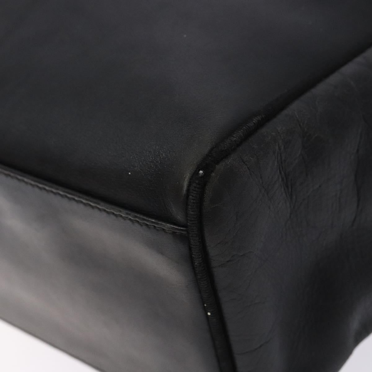 Salvatore Ferragamo Vala Tote Bag Leather Black Gold Auth bs27710