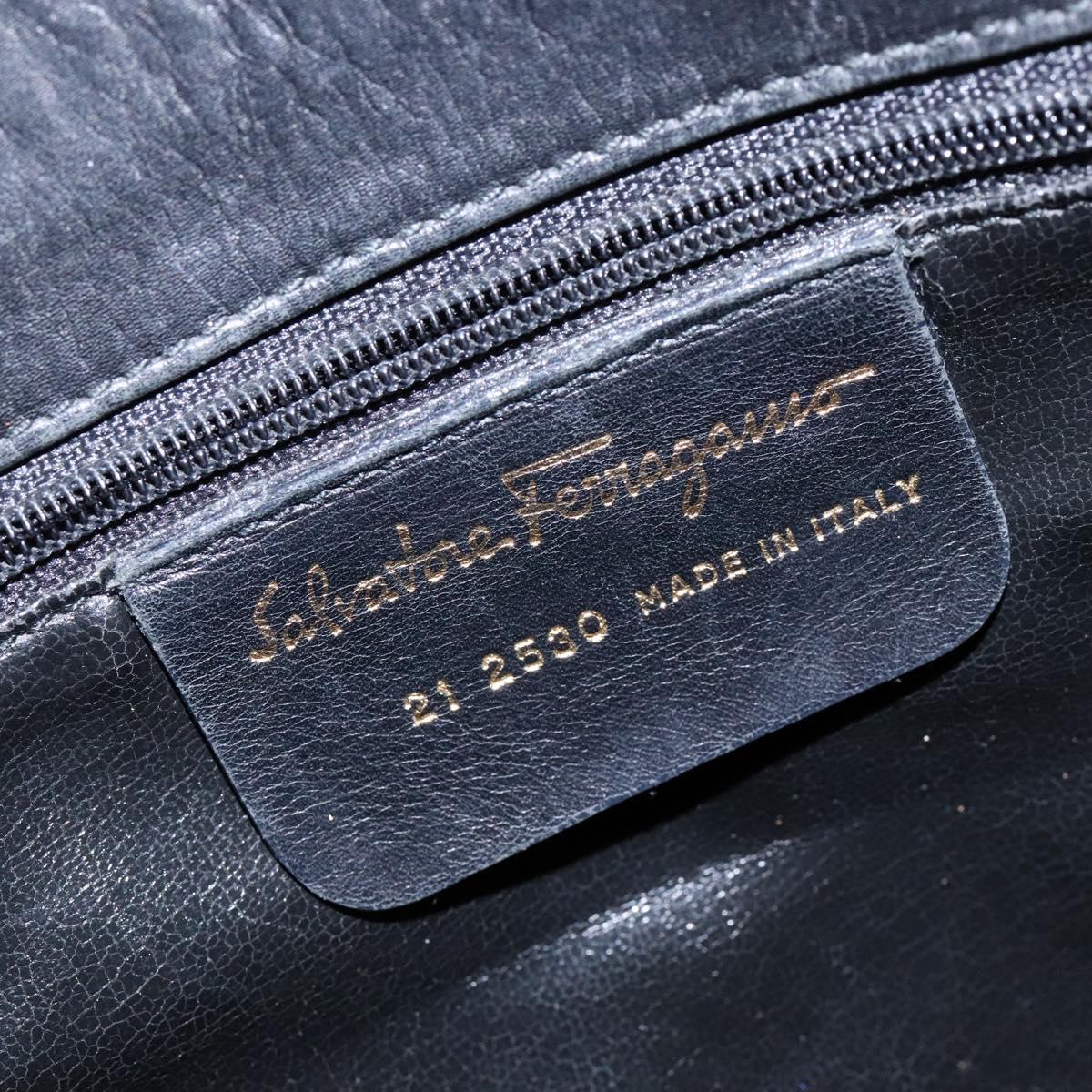 Salvatore Ferragamo Vala Tote Bag Leather Black Gold Auth bs27710