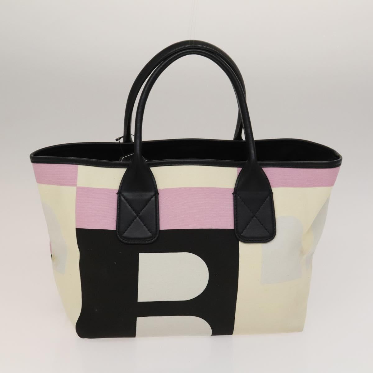 BALLY Bag Canvas Leather 3Set Black white Auth bs27713