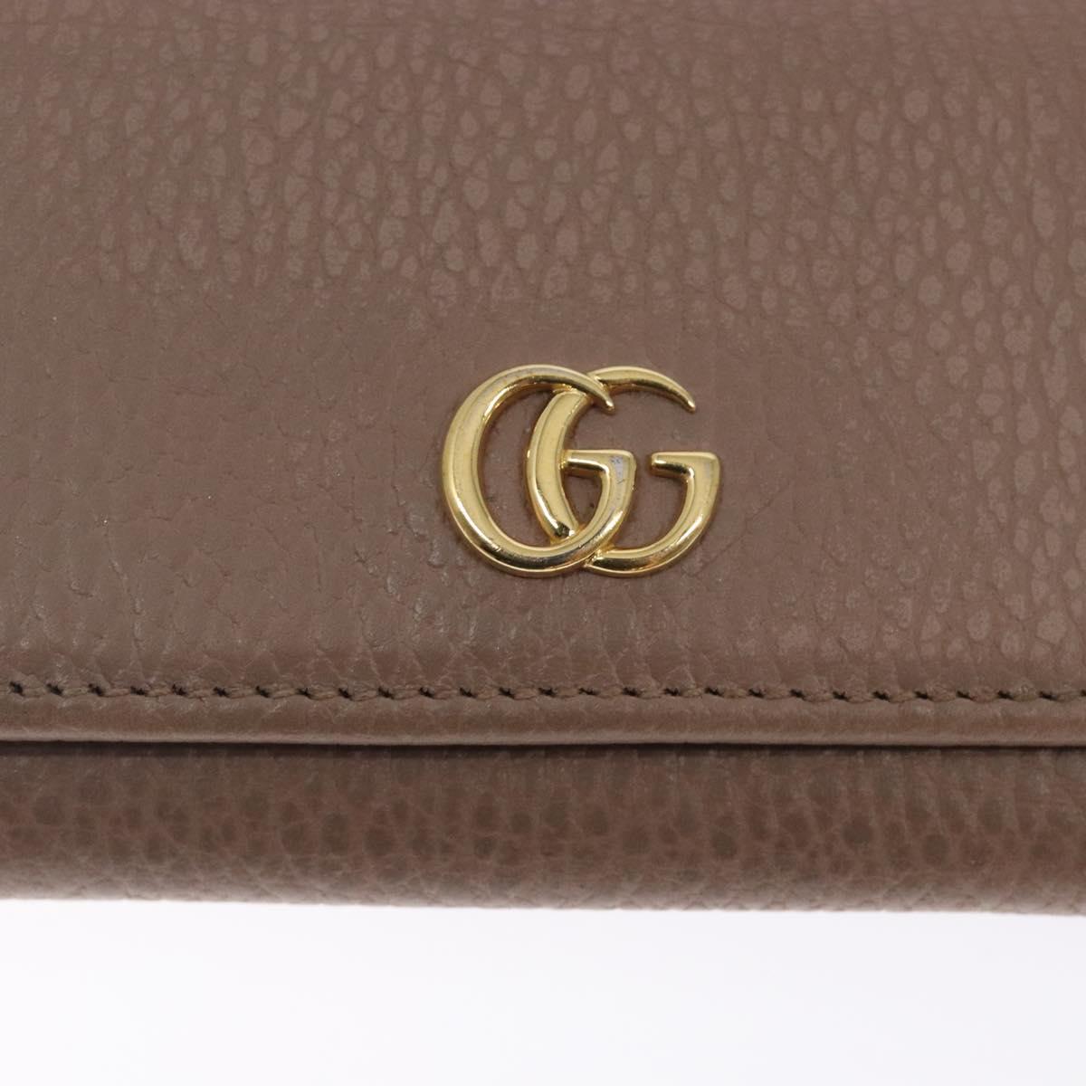 GUCCI GG Marmont Trifold Wallet Leather Beige Gold 644407 Auth bs27761