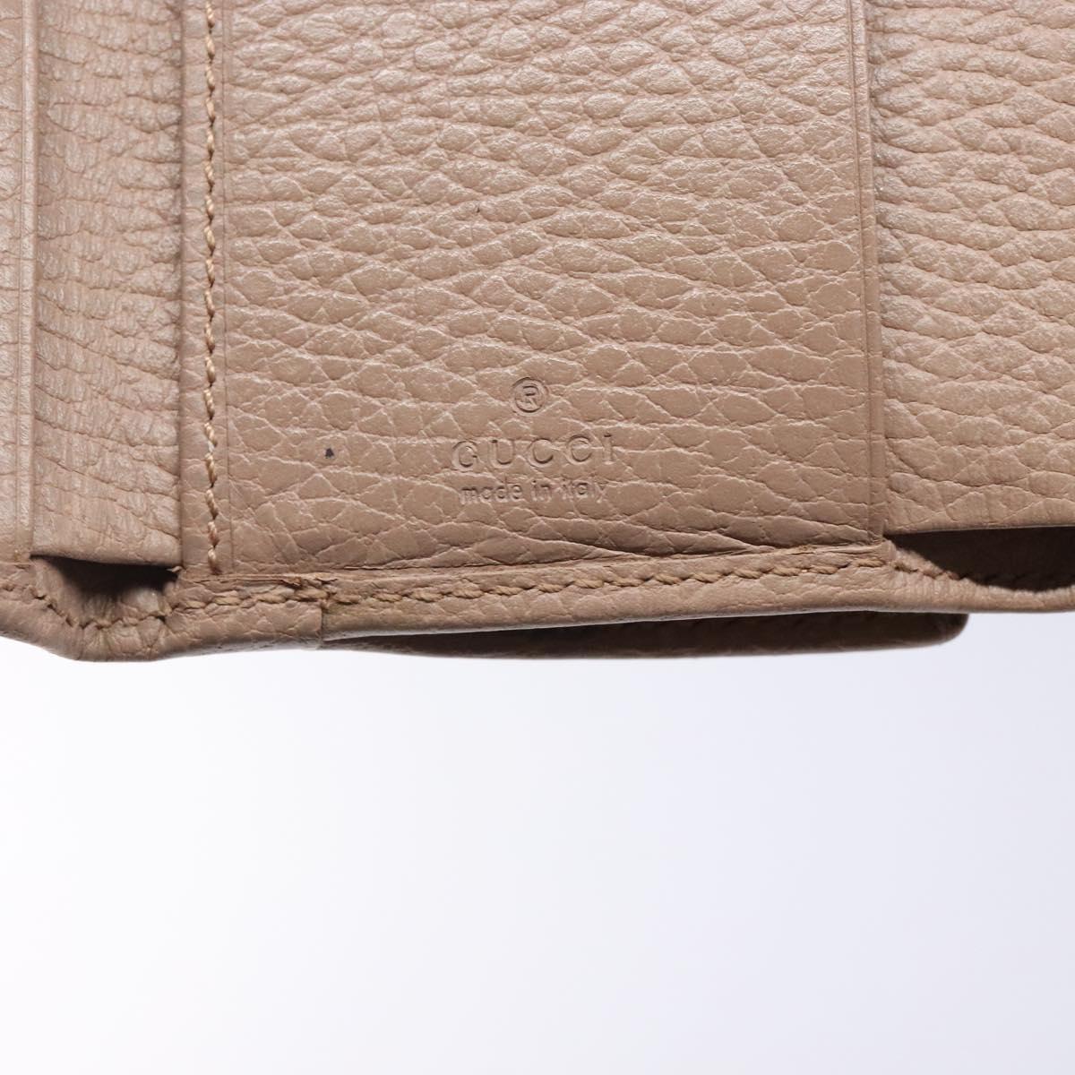 GUCCI GG Marmont Trifold Wallet Leather Beige Gold 644407 Auth bs27761